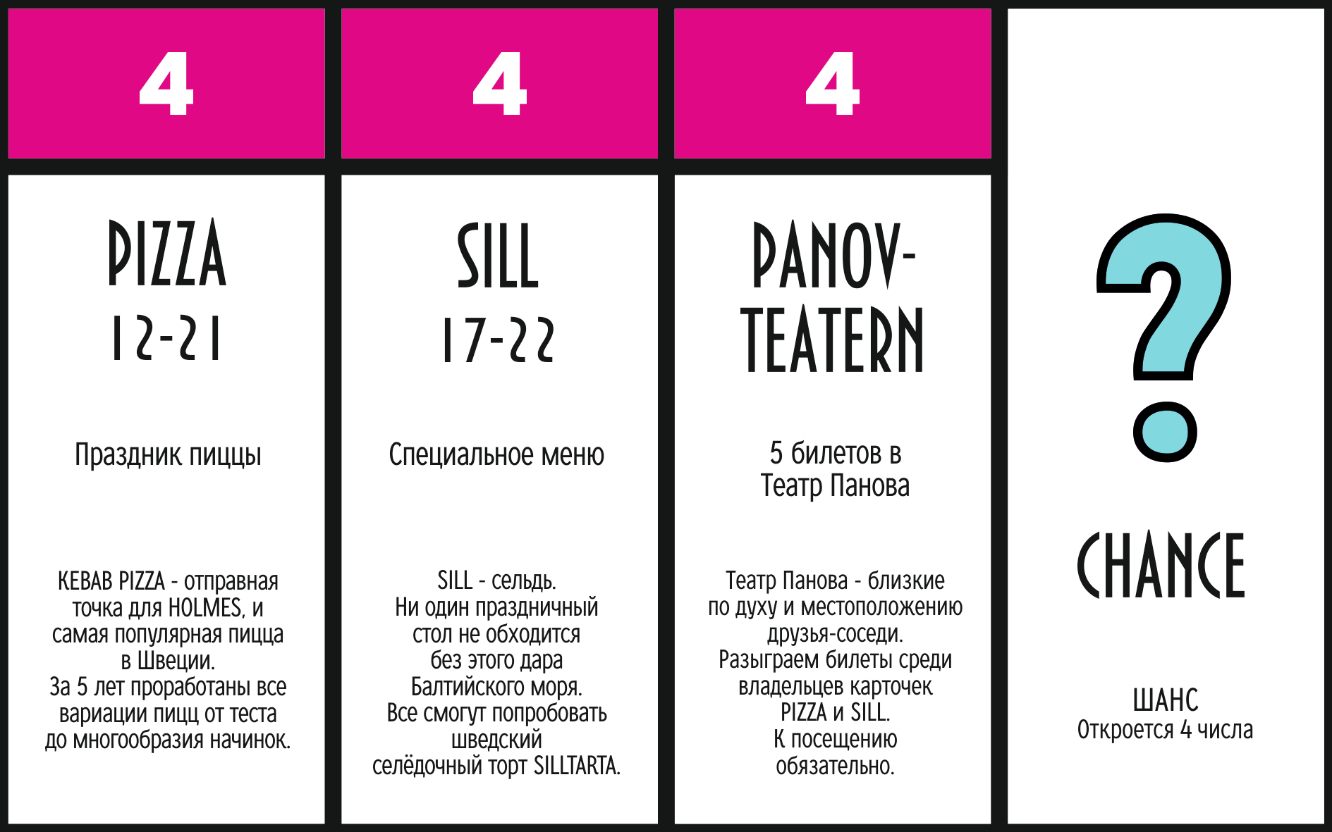 4 октября — Pizza, Sill, Panov-театр, Chance